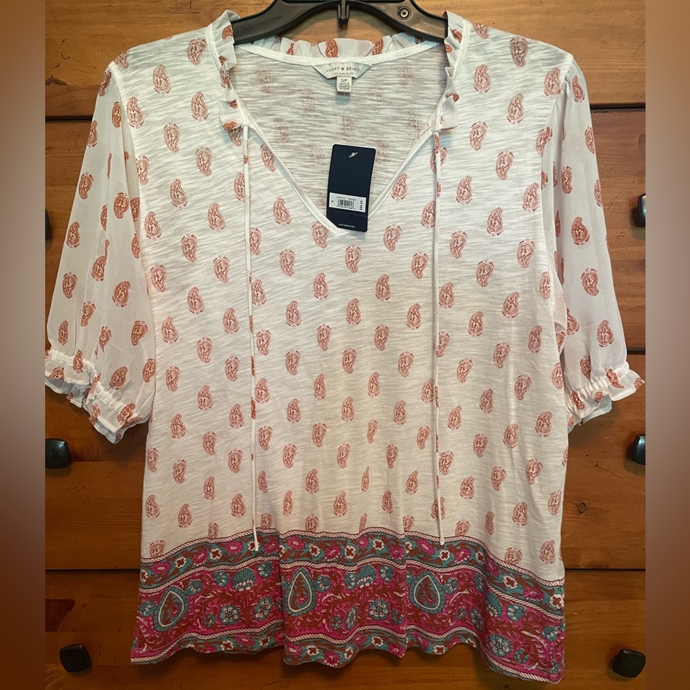 Lucky Brand Lightweight Peasant Top size Small NWT